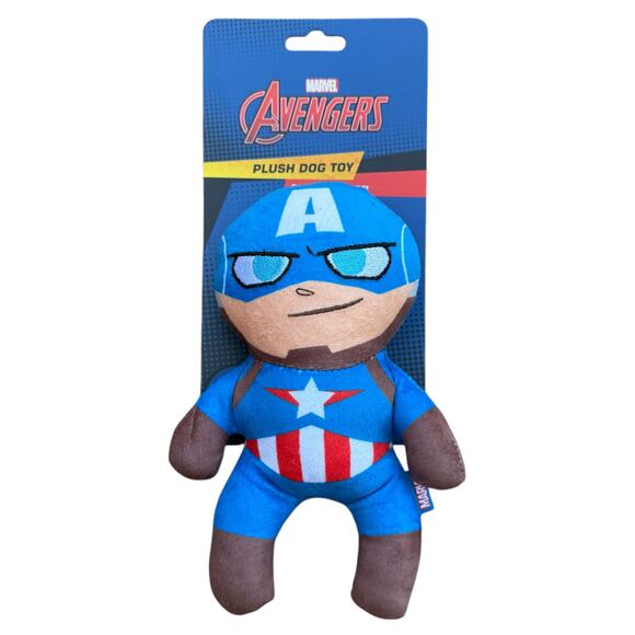 Marvel Avengers Captain America Rope Dog Toy Squeaky Crinkle Thrash Toss NWT - Picture 1 of 3